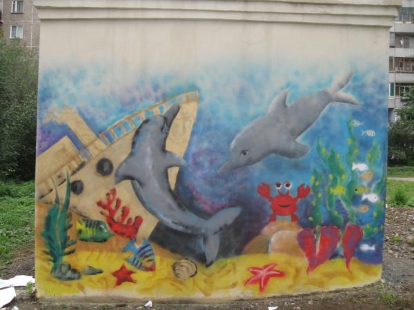 Ну вот такое в конце получилось,очень жестоко я скажу,руки просто отваливаюца рисовали с подругой с 9 утра до 2ух=)пришла вся полностью в краске+)